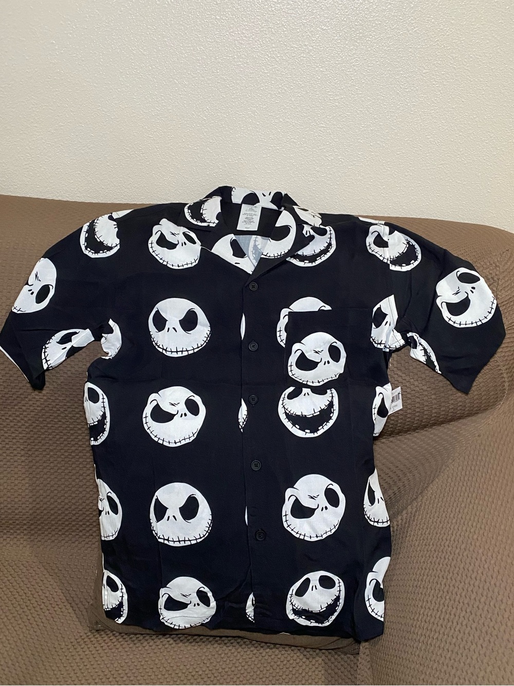 Disney Parks Jack Skellington Face Button Up Shirt Nightmare Before Christmas S